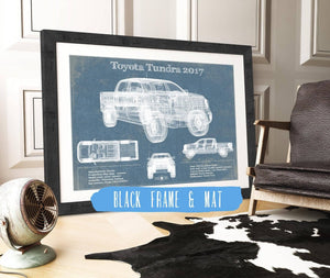 20" x 16" / Black Frame & Mat Cutler West Toyota Tundra 2017 Vintage Blueprint Auto Print