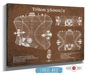 Cutler West Triton 36000/2 Submarines Blueprint Patent Original Art