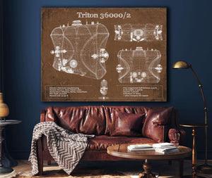 Cutler West Triton 36000/2 Submarines Blueprint Patent Original Art