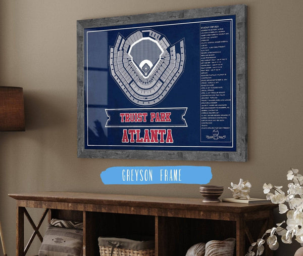 14" x 11" / Greyson Frame Cutler West Turner Field - Atlanta Braves (MLB) Team Color Vintage Baseball Print