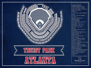 14" x 11" / Unframed Cutler West Turner Field - Atlanta Braves (MLB) Team Color Vintage Baseball Print