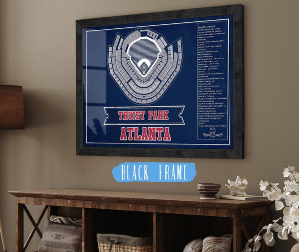 20" x 16" / Black Frame Cutler West Turner Field - Atlanta Braves (MLB) Team Color Vintage Baseball Print