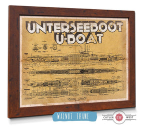 20" x 16" / Walnut Frame Cutler West U-Boat German Submarine Military Print
