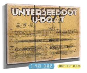 36" x 24" / 3 Panel Canvas Wrap Cutler West U-Boat German Submarine Military Print