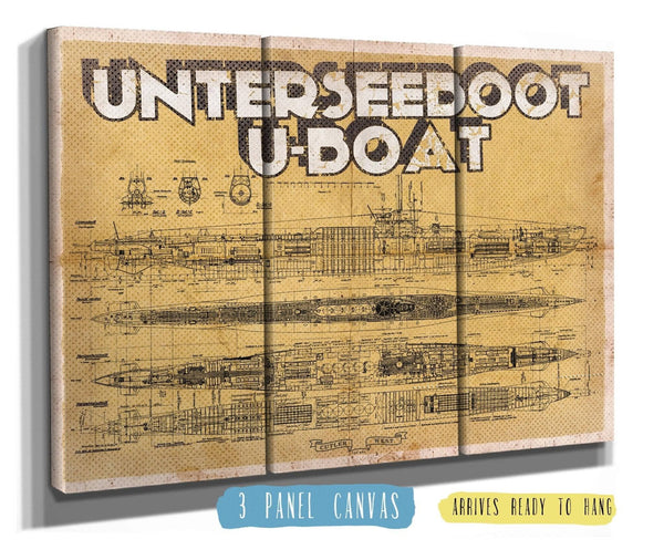 36" x 24" / 3 Panel Canvas Wrap Cutler West U-Boat German Submarine Military Print