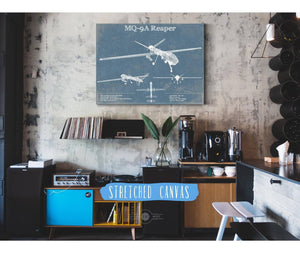 Cutler West U.S. Air Force MQ-9A Reaper Vintage Aviation Blueprint Military Print