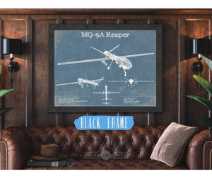 Cutler West U.S. Air Force MQ-9A Reaper Vintage Aviation Blueprint Military Print