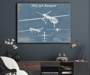 Cutler West U.S. Air Force MQ-9A Reaper Vintage Aviation Blueprint Military Print