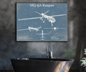 Cutler West U.S. Air Force MQ-9A Reaper Vintage Aviation Blueprint Military Print