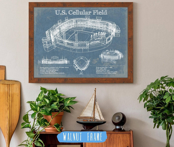 20" x 16" / Walnut Frame Cutler West U.S. Cellular Field - Chicago White Sox Vintage Baseball Fan Print