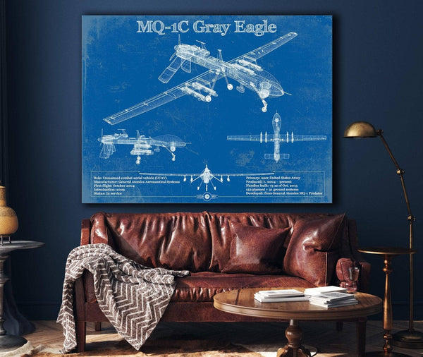 Cutler West UAV MQ-1C Gray Eagle Vintage Aviation Blueprint Military Print