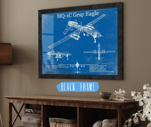 20" x 16" / Black Frame Cutler West UAV MQ-1C Gray Eagle Vintage Aviation Blueprint Military Print