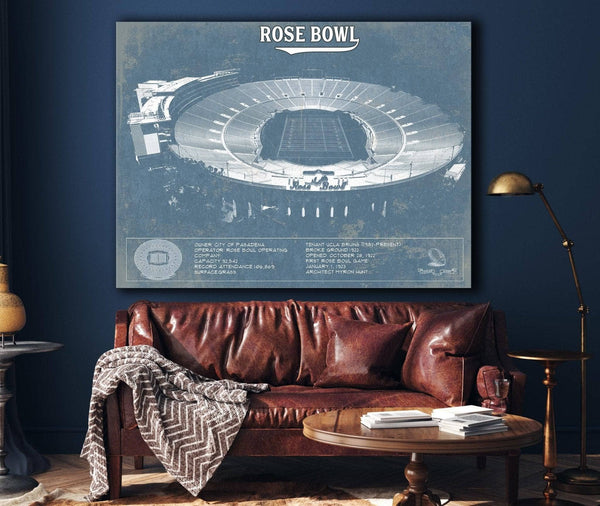 Cutler West UCLA Bruins Art - Rose Bowl Vintage Stadium Blueprint Art Print