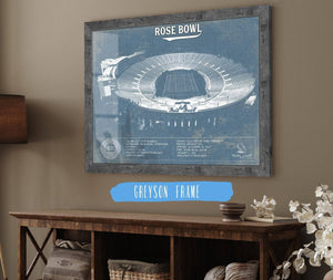 14" x 11" / Greyson Frame Cutler West UCLA Bruins Art - Rose Bowl Vintage Stadium Blueprint Art Print