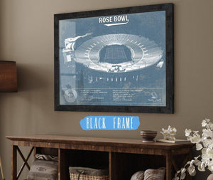 20" x 16" / Black Frame Cutler West UCLA Bruins Art - Rose Bowl Vintage Stadium Blueprint Art Print