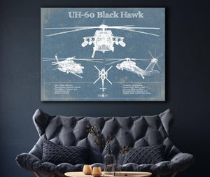 Cutler West UH-60 Blackhawk Helicopter Vintage Aviation Blueprint Military Print