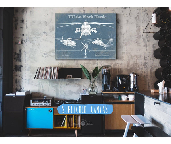 Cutler West UH-60 Blackhawk Helicopter Vintage Aviation Blueprint Military Print