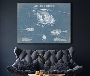 Cutler West UH-72 Lakota Helicopter Vintage Aviation Blueprint Military Print