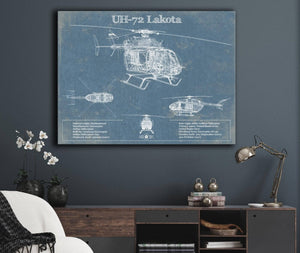Cutler West UH-72 Lakota Helicopter Vintage Aviation Blueprint Military Print