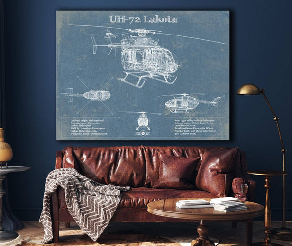 Cutler West UH-72 Lakota Helicopter Vintage Aviation Blueprint Military Print