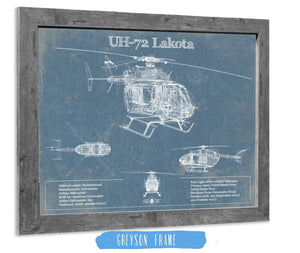 14" x 11" / Greyson Frame Cutler West UH-72 Lakota Helicopter Vintage Aviation Blueprint Military Print