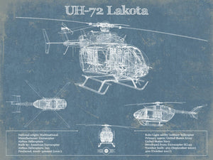 14" x 11" / Unframed Cutler West UH-72 Lakota Helicopter Vintage Aviation Blueprint Military Print