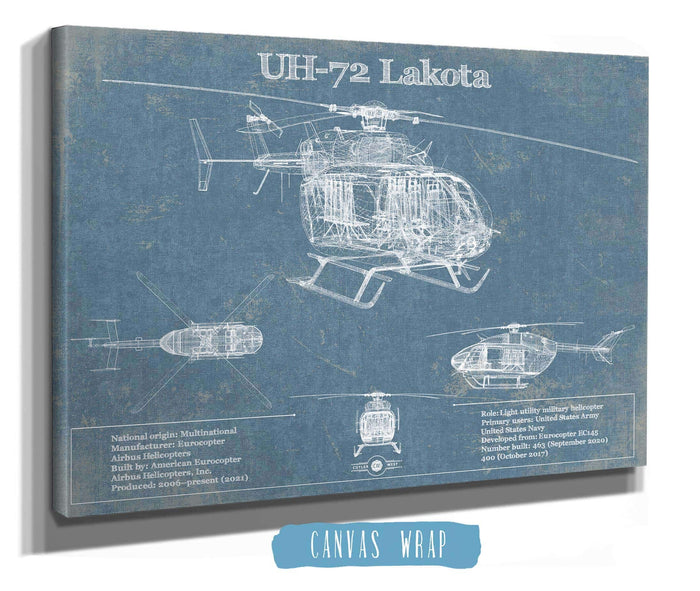 Cutler West Military Aircraft UH-72 Lakota Helicopter Vintage Aviation Blueprint Military Print