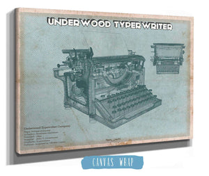 Cutler West Underwood Typewriter - Vintage Writer Gift Blue Print