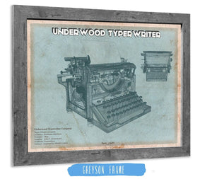 Cutler West Underwood Typewriter - Vintage Writer Gift Blue Print