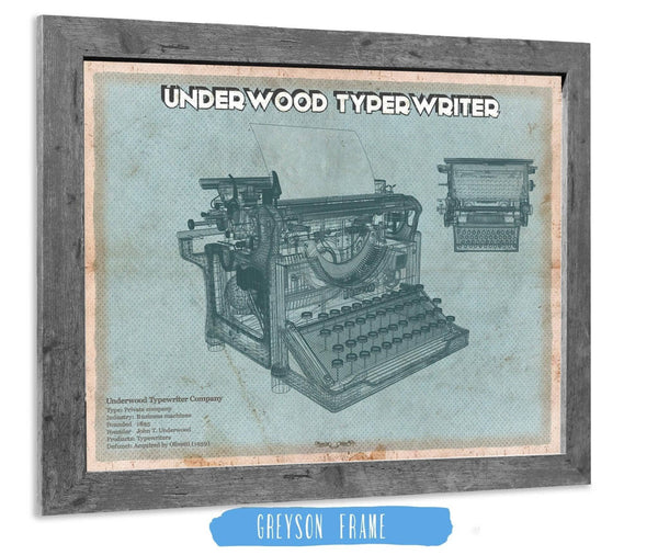 Cutler West Underwood Typewriter - Vintage Writer Gift Blue Print