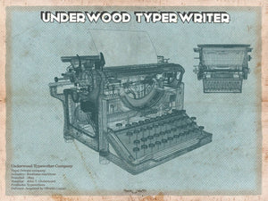 Cutler West Underwood Typewriter - Vintage Writer Gift Blue Print