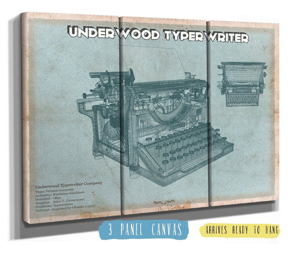 Cutler West Underwood Typewriter - Vintage Writer Gift Blue Print