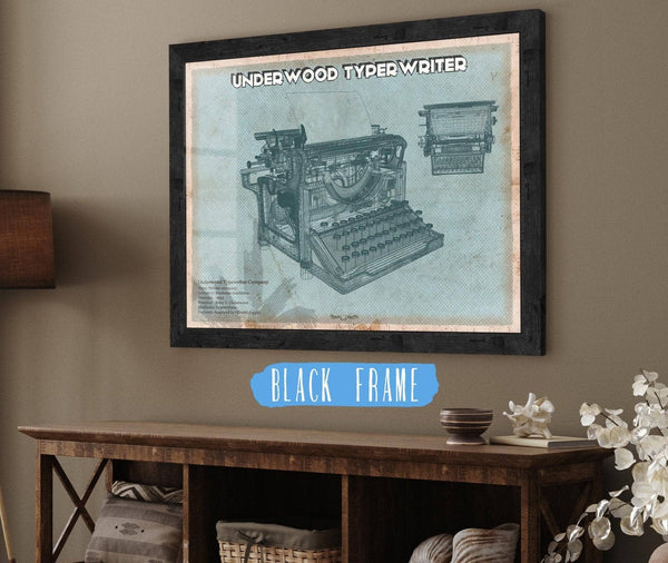 Cutler West Underwood Typewriter - Vintage Writer Gift Blue Print