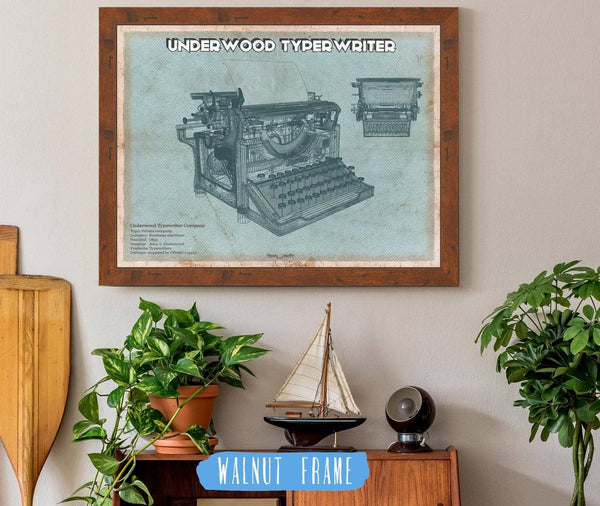 Cutler West Underwood Typewriter - Vintage Writer Gift Blue Print