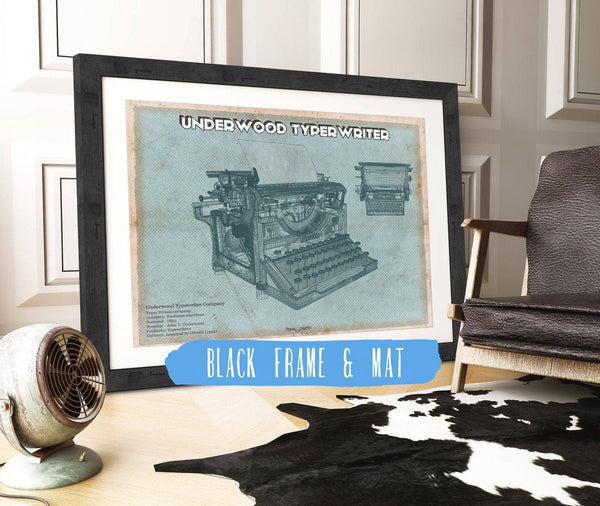 Cutler West Underwood Typewriter - Vintage Writer Gift Blue Print