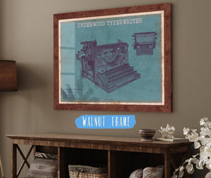 Cutler West Underwood Typewriter - Vintage Writer Gift Blue Print