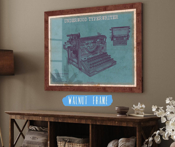 Cutler West Underwood Typewriter - Vintage Writer Gift Blue Print