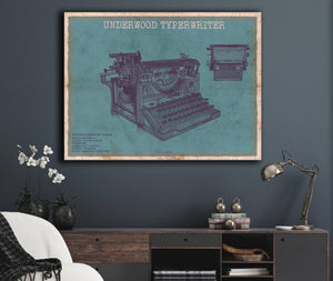 Cutler West Underwood Typewriter - Vintage Writer Gift Blue Print
