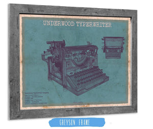 Cutler West Underwood Typewriter - Vintage Writer Gift Blue Print