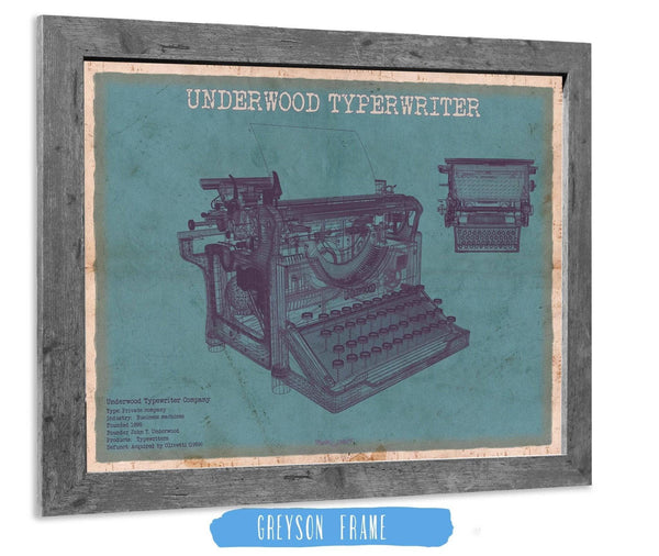 Cutler West Underwood Typewriter - Vintage Writer Gift Blue Print