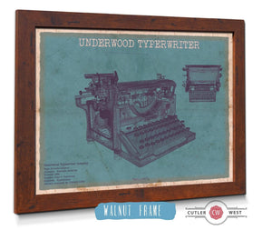 Cutler West Underwood Typewriter - Vintage Writer Gift Blue Print