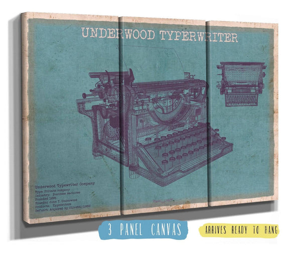 Cutler West Underwood Typewriter - Vintage Writer Gift Blue Print