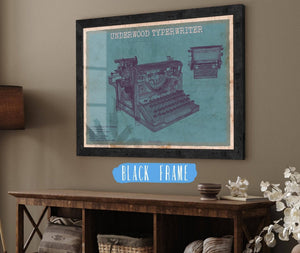 Cutler West Underwood Typewriter - Vintage Writer Gift Blue Print