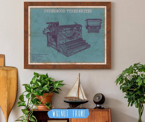 Cutler West Underwood Typewriter - Vintage Writer Gift Blue Print