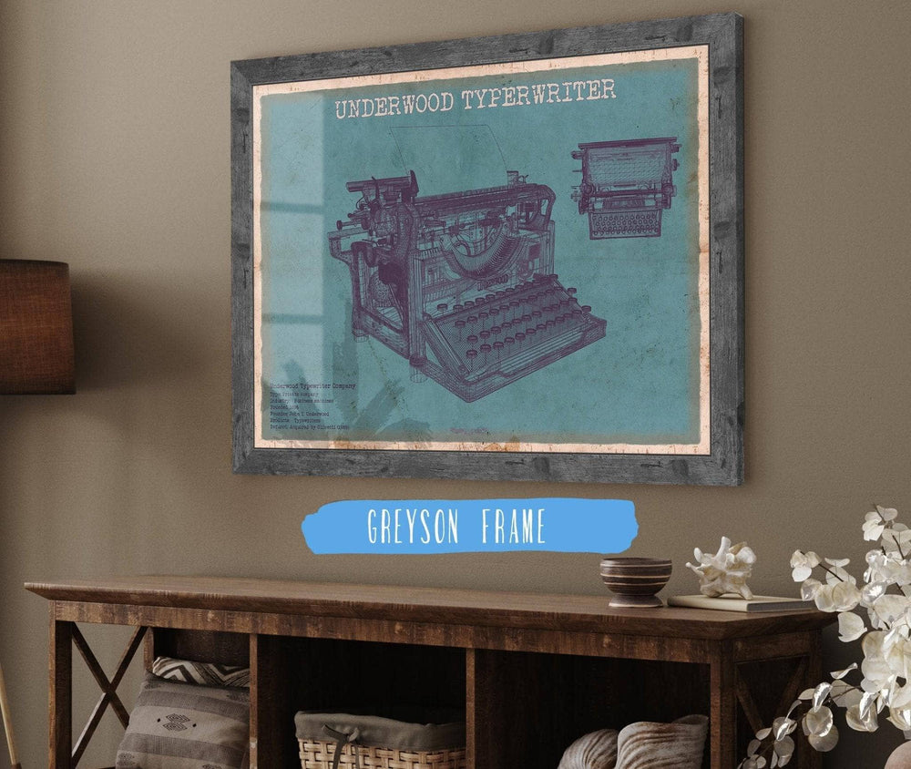 Cutler West Underwood Typewriter - Vintage Writer Gift Blue Print