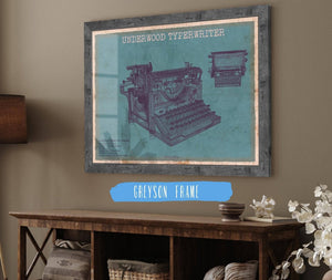 Cutler West Underwood Typewriter - Vintage Writer Gift Blue Print