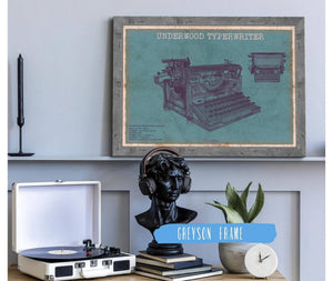 Cutler West Underwood Typewriter - Vintage Writer Gift Blue Print
