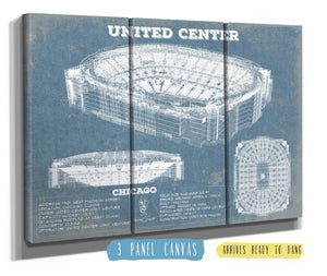 36" x 24" / 3 Panel Canvas Wrap Cutler West United Center - Chicago Blackhawks Vintage Hockey Print