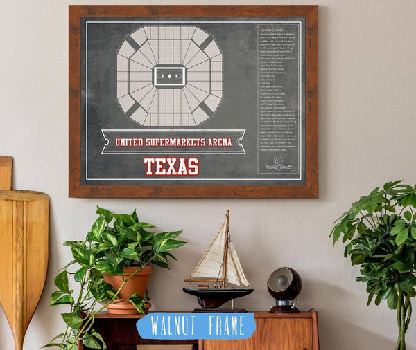 Cutler West United Supermarkets Arena - Texas Tech Red Raiders NCAA College Basketball Blueprint Art