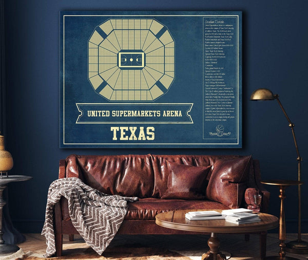 Cutler West United Supermarkets Arena - Texas Tech Red Raiders NCAA College Basketball Blueprint Art